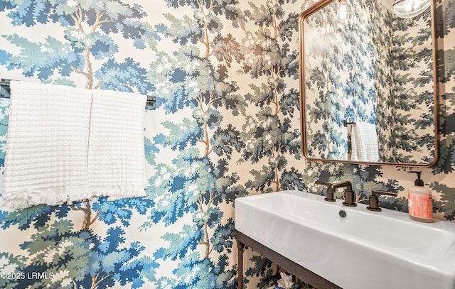 575 Distant Island Dr, Beaufort, SC 29907 - bathroom featuring wallpapered walls and vanity