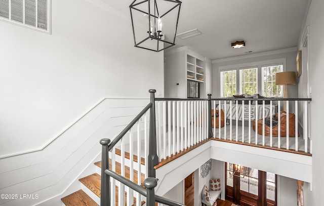 575 Distant Island Dr, Beaufort, SC 29907 - stairs featuring a chandelier