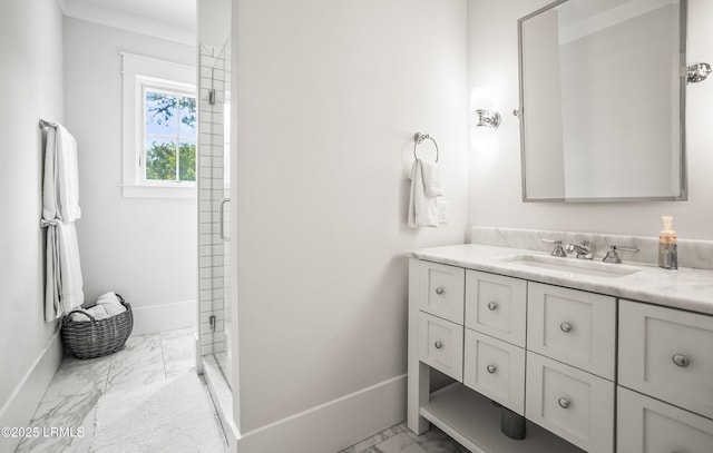 575 Distant Island Dr, Beaufort, SC 29907 - full bath with marble finish floors, vanity, and a shower