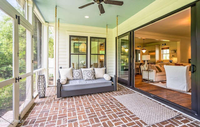 575 Distant Island Dr, Beaufort, SC 29907 - sunroom / solarium with ceiling fan, brick flooring, an outdoor living space, and recessed lighting