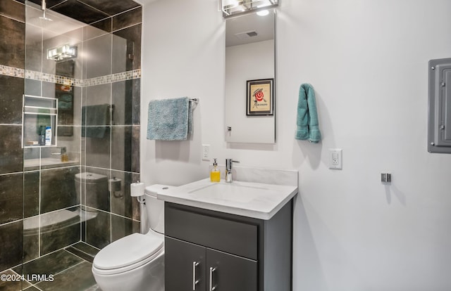 524 Sunsuite, Fripp Island, SC 29920 - bathroom with a shower with door, vanity, electric panel, and toilet