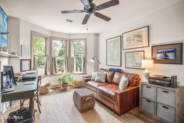 15 Sunset Blvd Unit 1201, Beaufort, SC 29907 - home office with wood finished floors and a ceiling fan