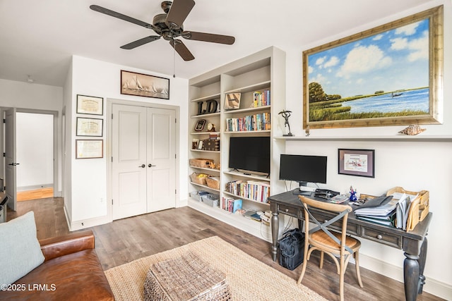 15 Sunset Blvd Unit 1201, Beaufort, SC 29907 - office space featuring wood finished floors, ceiling fan, and built in shelves