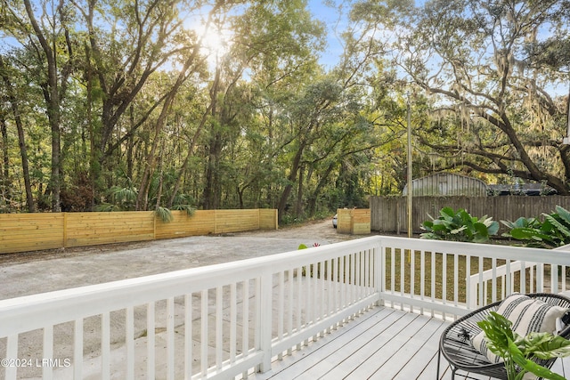 deck featuring a fenced backyard