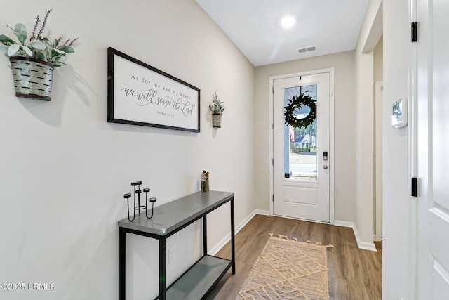 foyer entrance with wood-type flooring