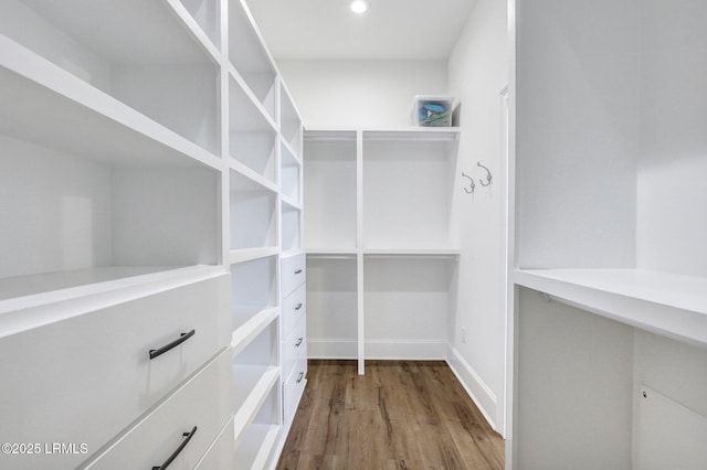 walk in closet featuring hardwood / wood-style floors