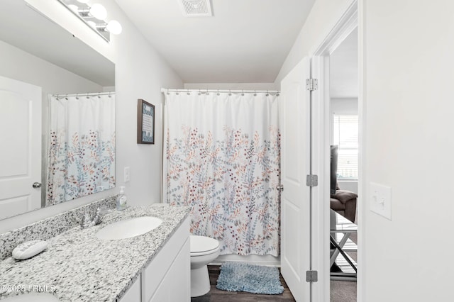 bathroom with vanity and toilet