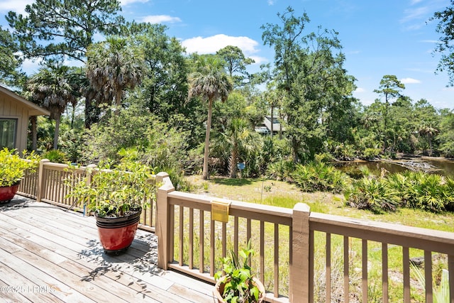 905 Gull Cv, Fripp Island, SC 29920 - deck with view of wooded area