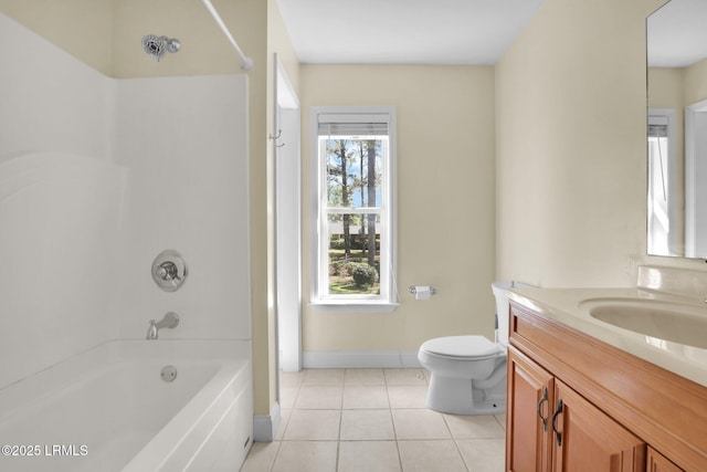 1812 Dolphin Row Dr, Beaufort, SC 29906 - bathroom with shower / bath combination, toilet, tile patterned flooring, vanity, and baseboards