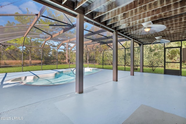 1812 Dolphin Row Dr, Beaufort, SC 29906 - outdoor pool featuring a patio area, a lanai, a ceiling fan, and a yard