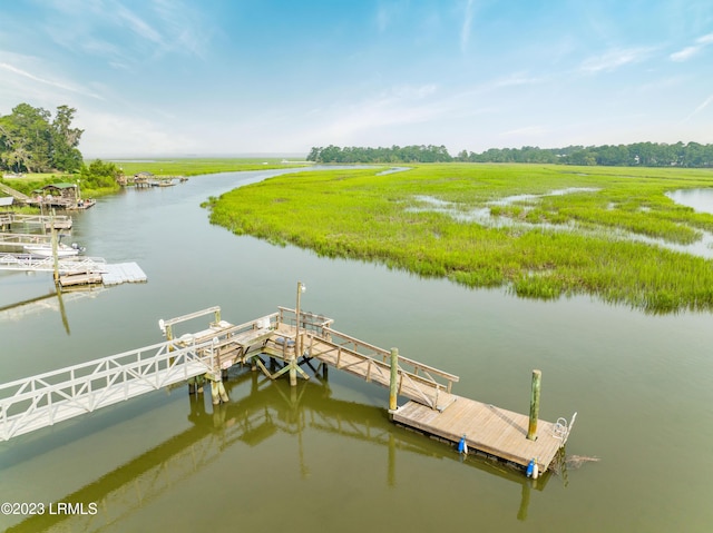 dock area featuring a water view