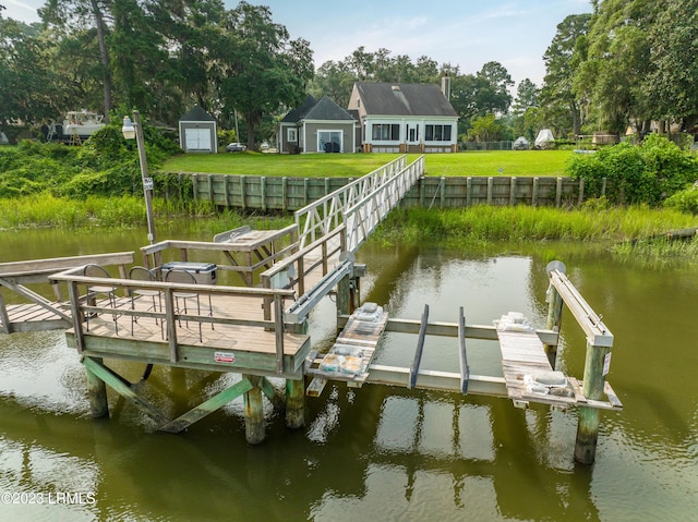 dock area featuring a water view