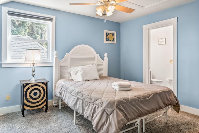 bedroom with carpet and ceiling fan