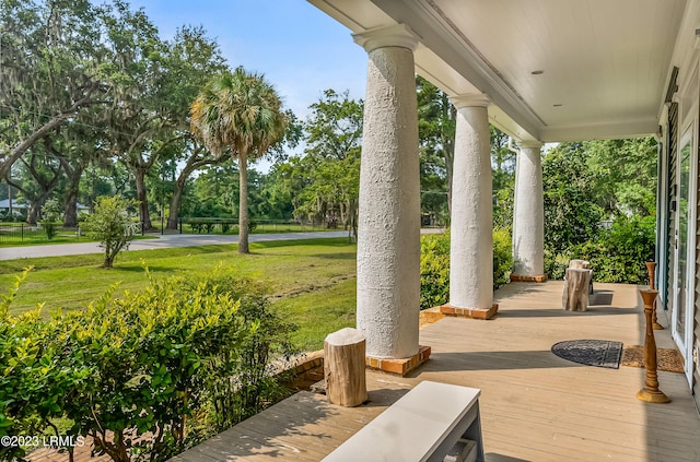 view of patio featuring a porch