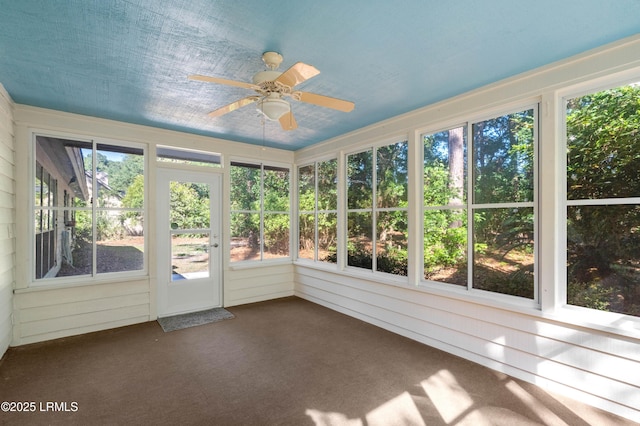 4 Moultrie Ct, Beaufort, SC 29907 - unfurnished sunroom featuring a ceiling fan and plenty of natural light
