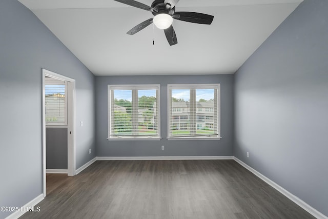 269 Ceasar Pl, Hilton Head Island, SC 29926 - unfurnished room with lofted ceiling, dark wood-type flooring, baseboards, and ceiling fan