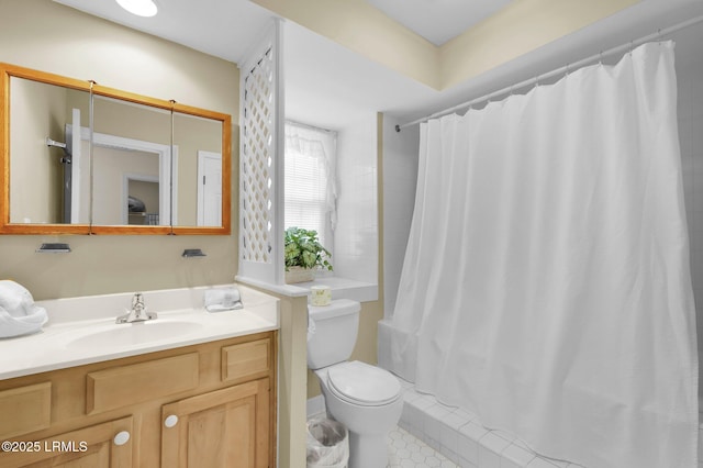 70 Shipyard Dr Unit 166, Hilton Head Island, SC 29928 - bathroom featuring toilet, vanity, curtained shower, and tile patterned floors