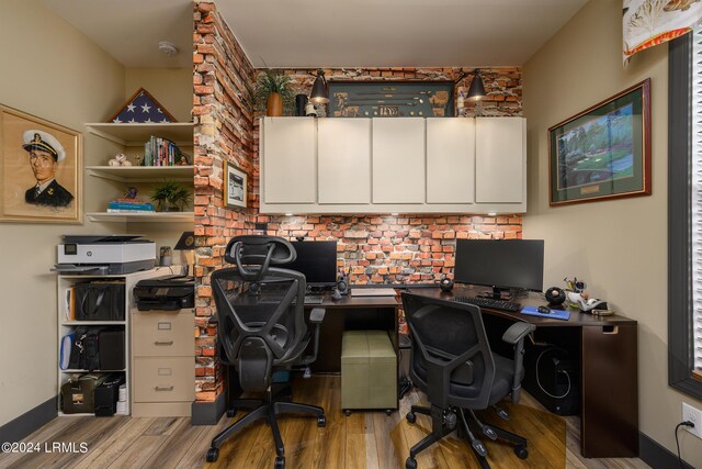 home office featuring light wood-type flooring