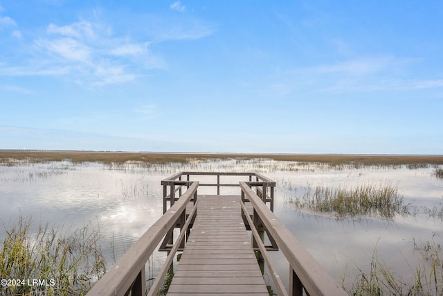 dock area featuring a water view