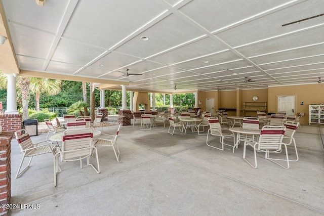 view of patio / terrace featuring ceiling fan