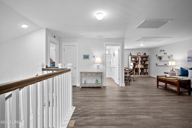 276 Monument St, Ridgeland, SC 29936 - hallway featuring dark wood-type flooring, baseboards, an upstairs landing, and recessed lighting