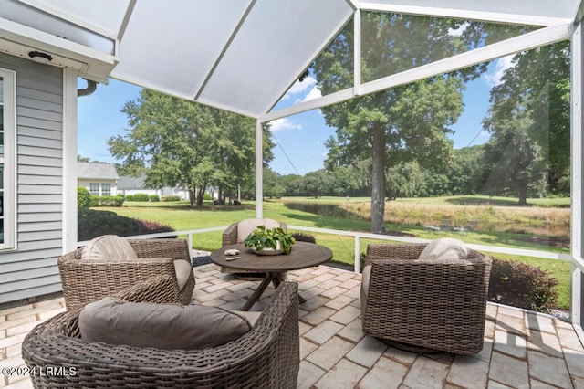 view of patio / terrace with glass enclosure