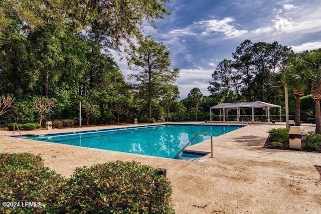 pool featuring a gazebo