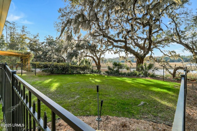 view of yard with a fenced backyard