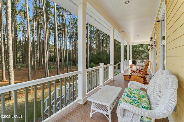 wooden terrace with covered porch