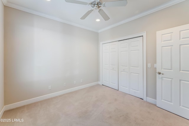 77 Tuscarora Ave, Beaufort, SC 29907 - unfurnished bedroom with light carpet, crown molding, baseboards, and recessed lighting