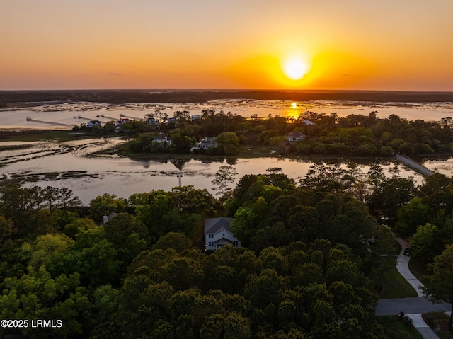 77 Tuscarora Ave, Beaufort, SC 29907 - aerial view at dusk featuring a water view