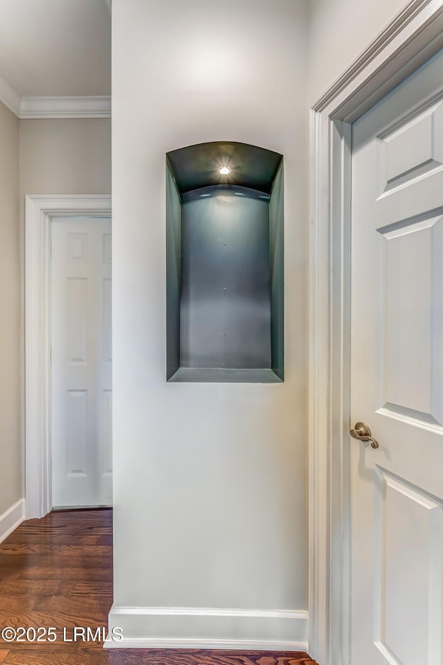 77 Tuscarora Ave, Beaufort, SC 29907 - details featuring crown molding, wood finished floors, and baseboards