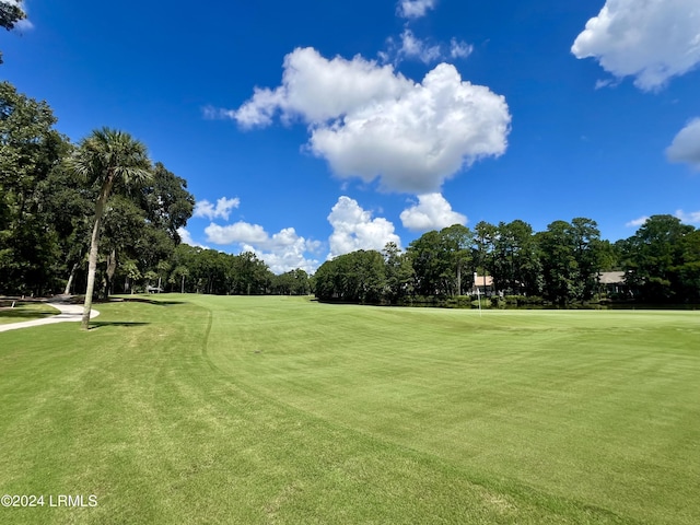 view of property's community with a lawn