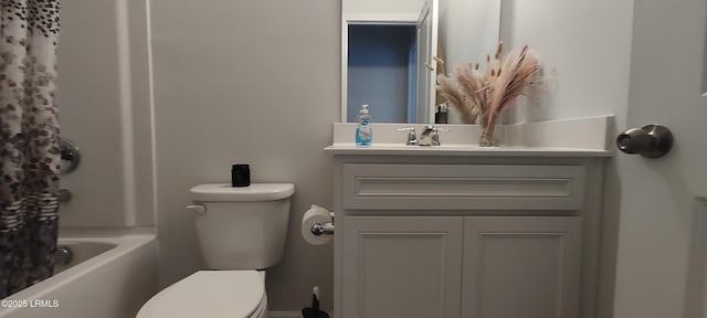 12 Pacolet Ln, Beaufort, SC 29906 - bathroom with toilet, vanity, and shower / bathtub combination with curtain