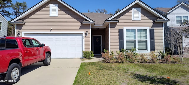 12 Pacolet Ln, Beaufort, SC 29906 - ranch-style house with concrete driveway, an attached garage, and a front lawn