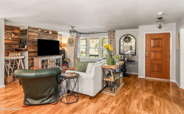 701 Battery Creek Rd, Beaufort, SC 29902 - living room with ceiling fan, baseboards, and wood finished floors