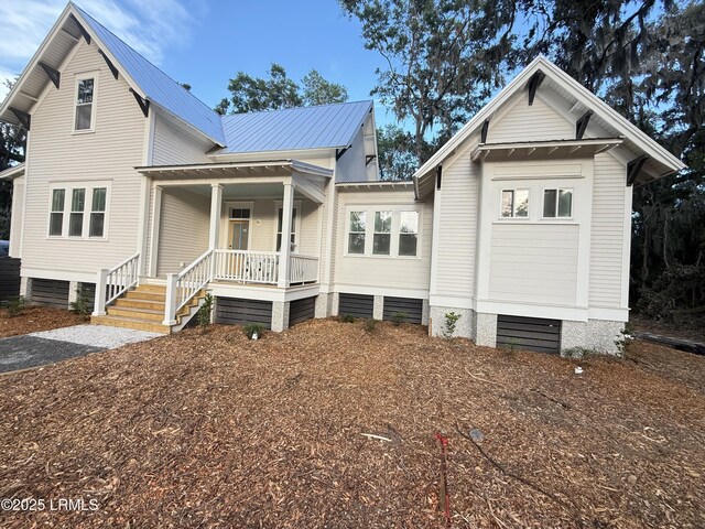 1185 Brotherhood Way, Beaufort, SC 29902 - back of property with covered porch and metal roof