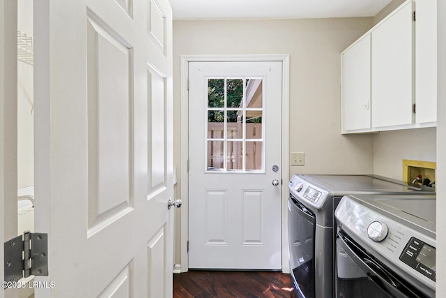 13 Annabella Ln, Hilton Head Island, SC 29926 - washroom featuring cabinet space, independent washer and dryer, and dark wood-style flooring