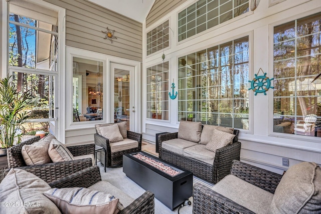 view of patio featuring outdoor lounge area and french doors