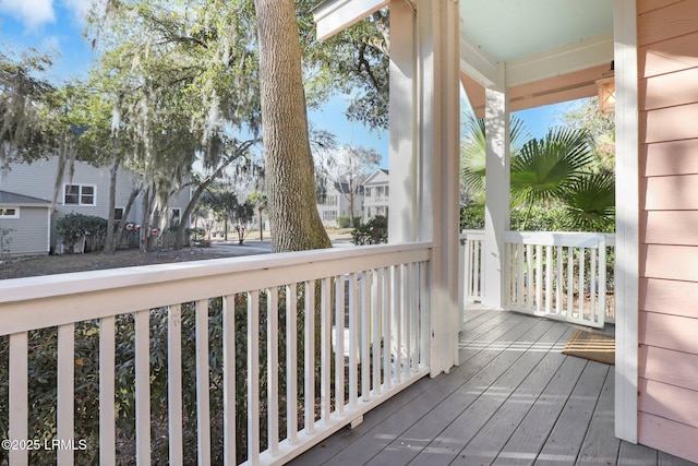 wooden terrace with covered porch