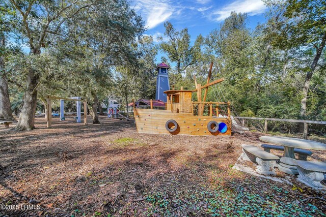 view of yard with a playground