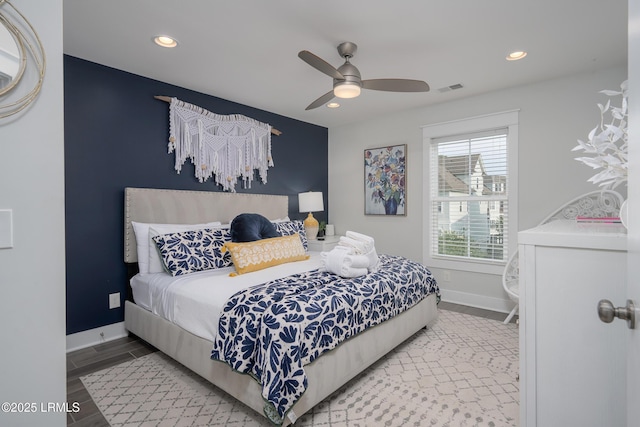 123 Sandcastle Ct, Hilton Head Island, SC 29928 - bedroom with baseboards, recessed lighting, and ceiling fan