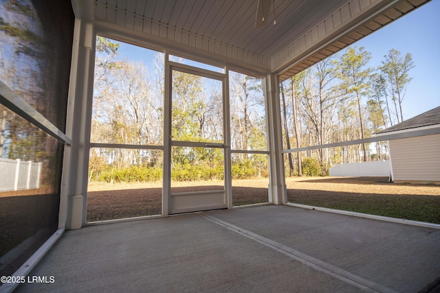 view of unfurnished sunroom