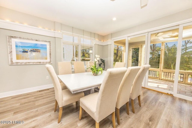 dining area featuring light hardwood / wood-style flooring