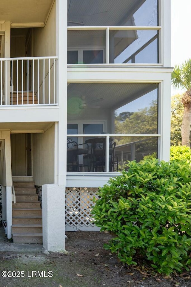 view of home's exterior featuring a balcony
