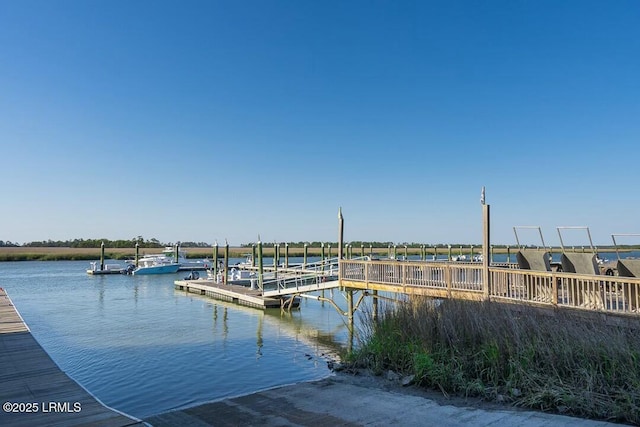 view of dock featuring a water view