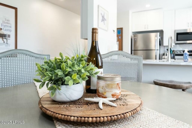 interior details with stainless steel appliances