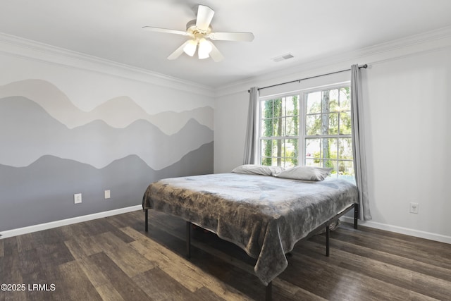 22 Sandy Pointe Dr, Bluffton, SC 29910 - bedroom featuring crown molding, wood finished floors, baseboards, and a ceiling fan