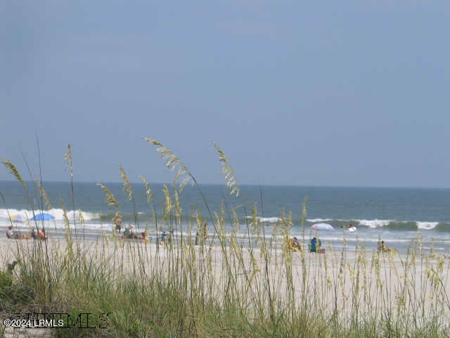 view of water feature with a view of the beach