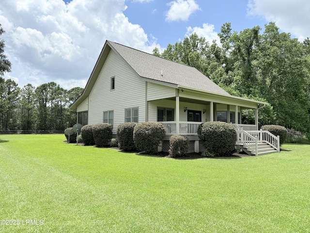 189 Deloss Point Rd, Ridgeland, SC 29936 - view of side of property with a porch, a yard, and roof with shingles